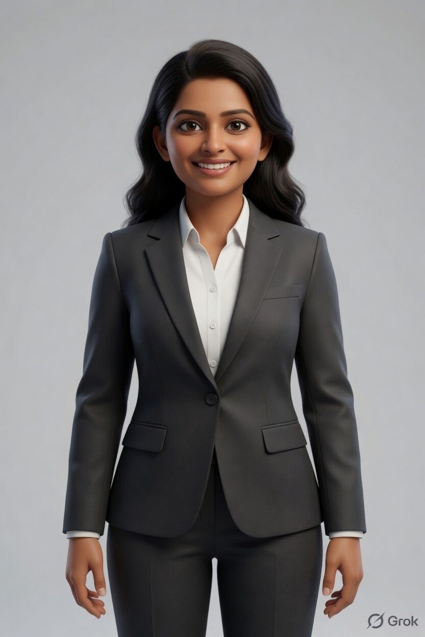 A young man with light brown hair is wearing a black suit jacket and white shirt, standing in a softly lit office setting, conveying professionalism.