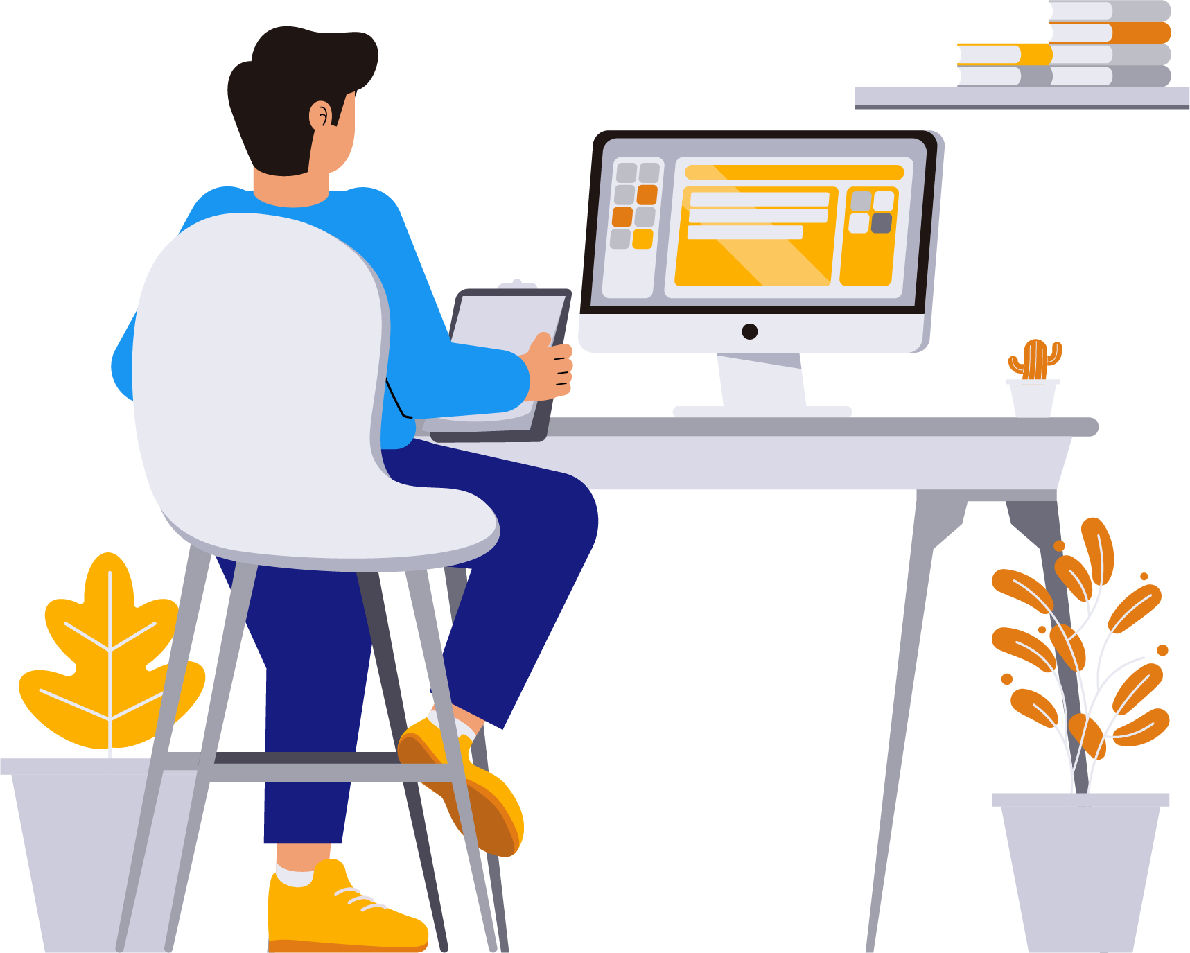 A girl having a certificate in hand and using a laptop