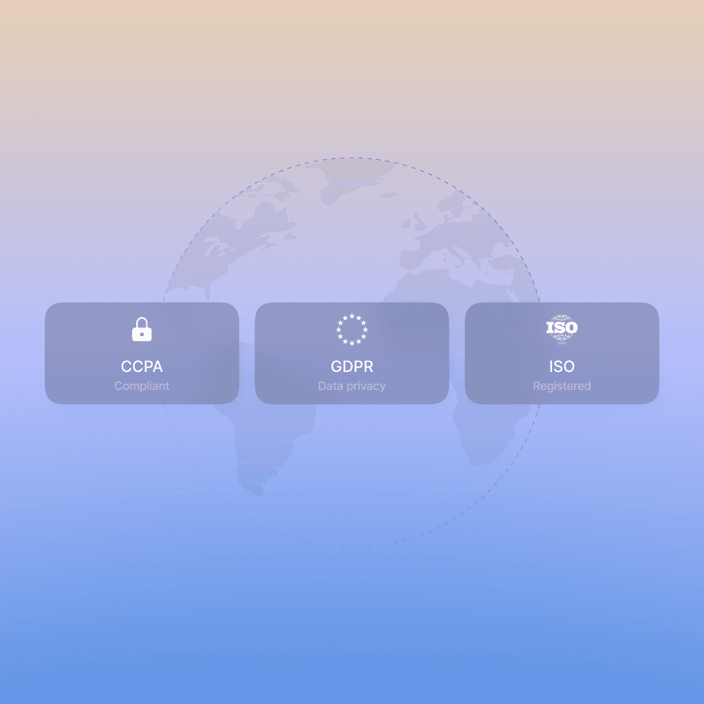 Compliance logos for CCPA, GDPR, and ISO, demonstrating Bird’s commitment to data privacy and security.