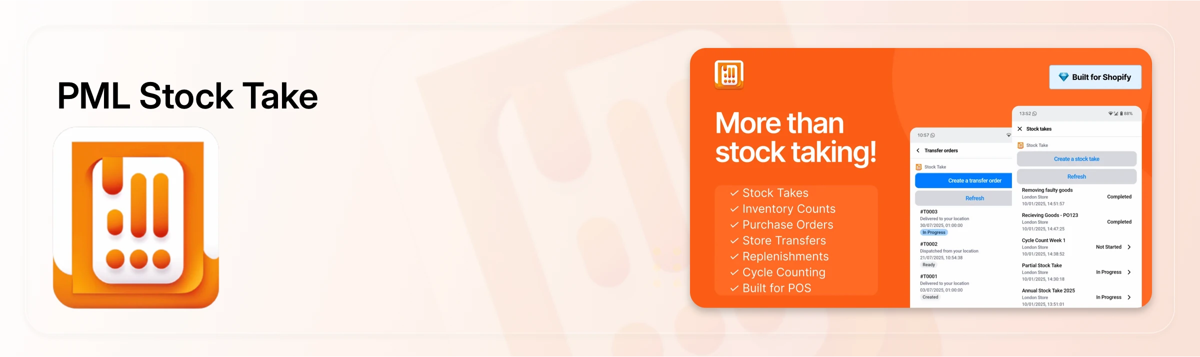 Multi-location stocktakes and po app