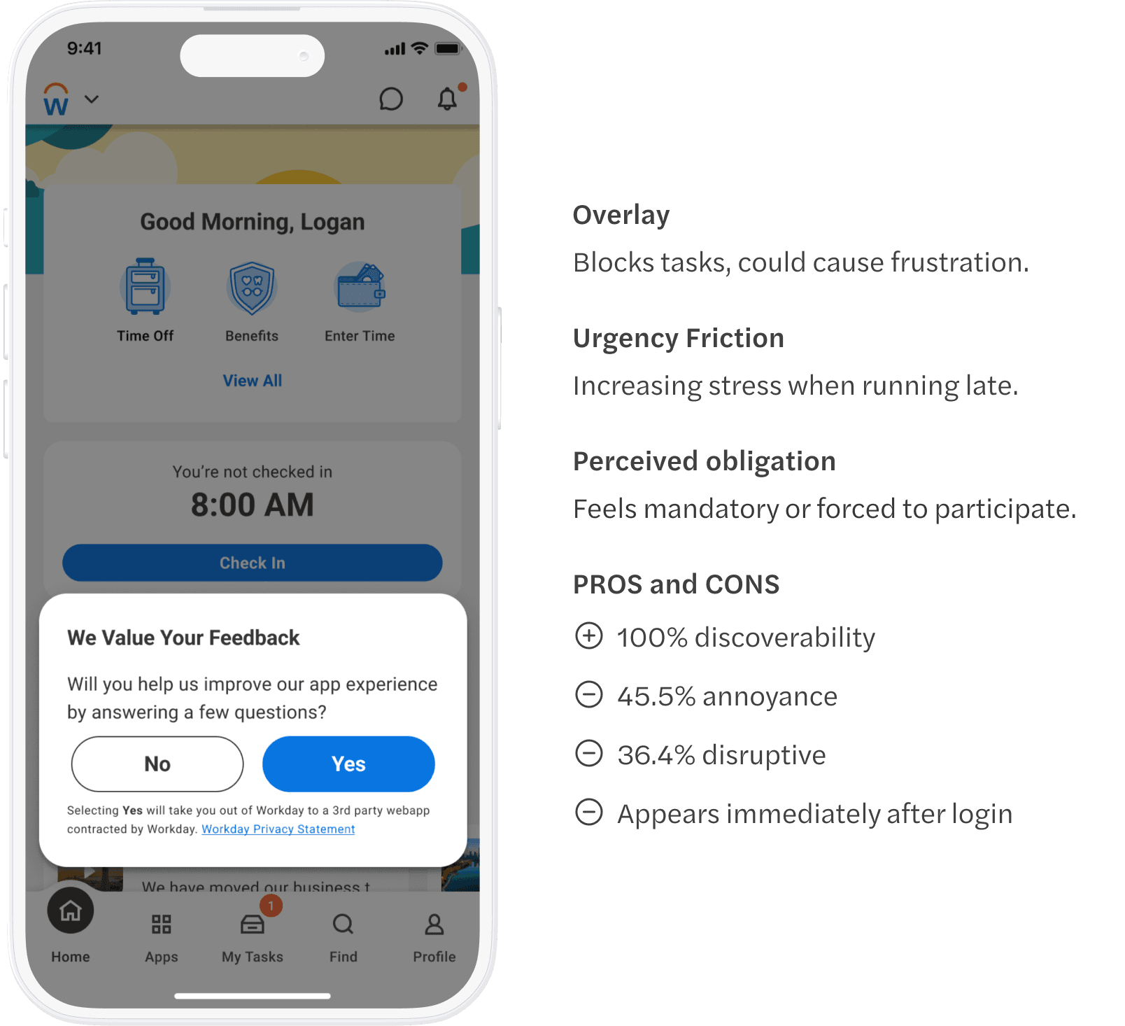 A system popup blocking use of the application