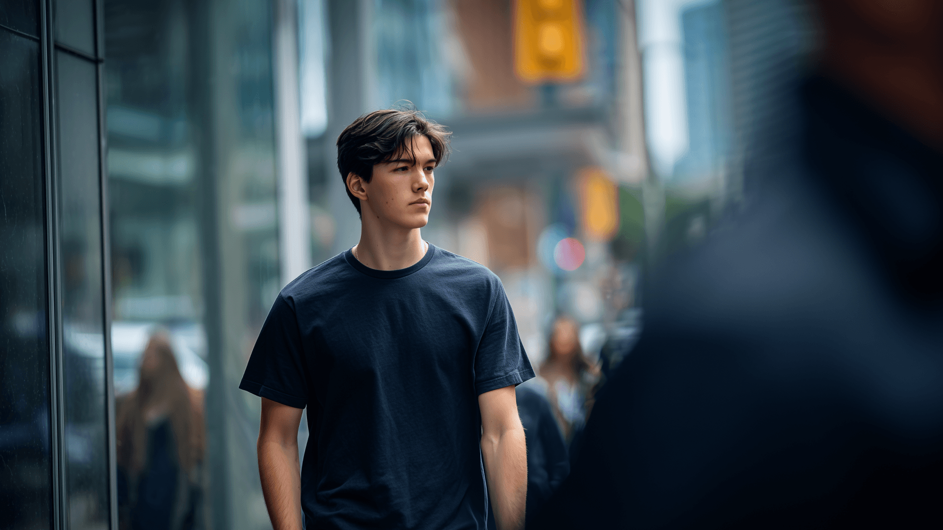image of a lady in a blue puffer jacket