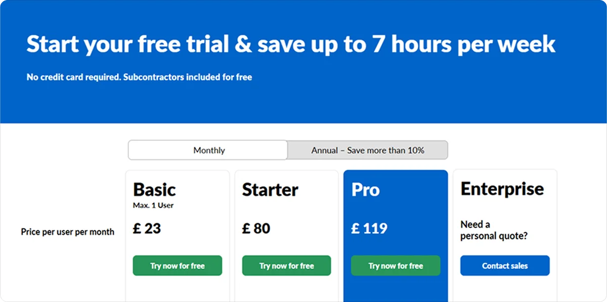PlanRadar Pricing
