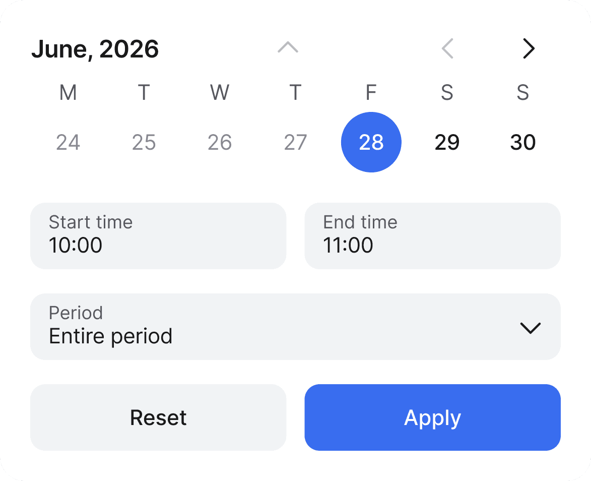 Calendar view in the room booking tool