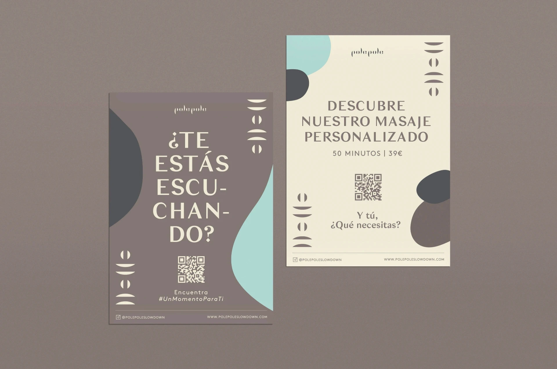 Minimalist brand identity posters for 'pole pole' by graphic designer Barcelona.