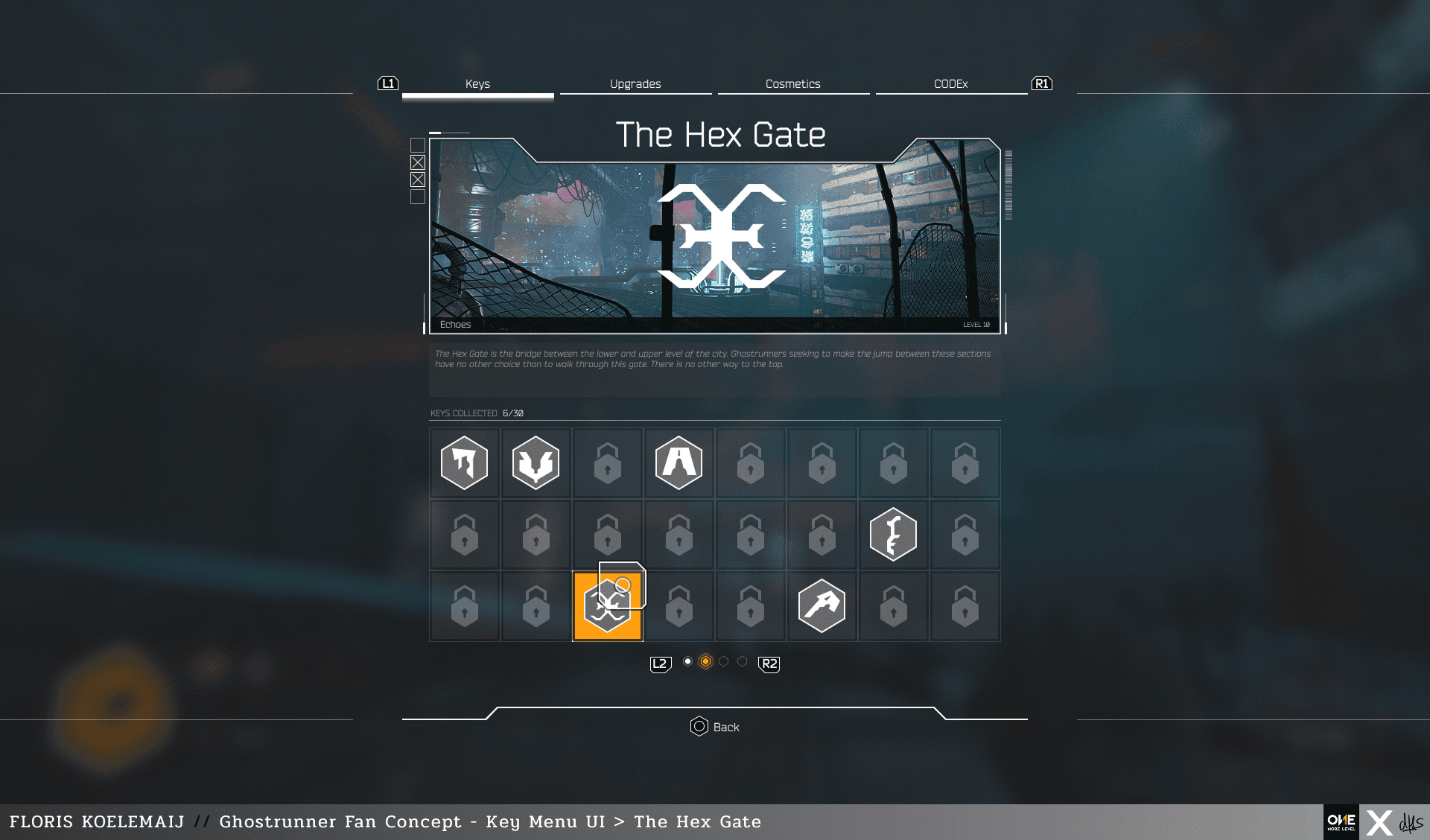 Ghostrunner Fan Concept key menu UI in-game screenshot