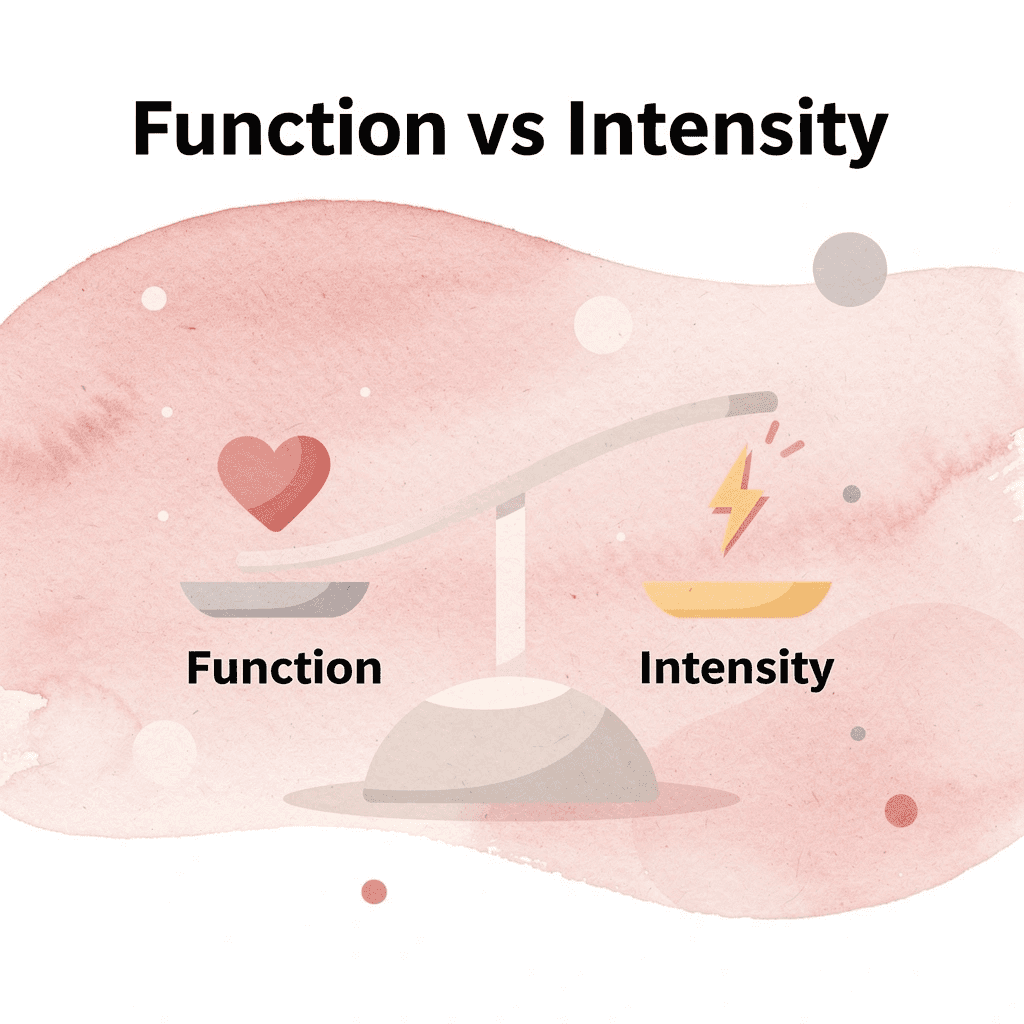  Balance scale comparing functional movement versus intensity in postpartum recovery