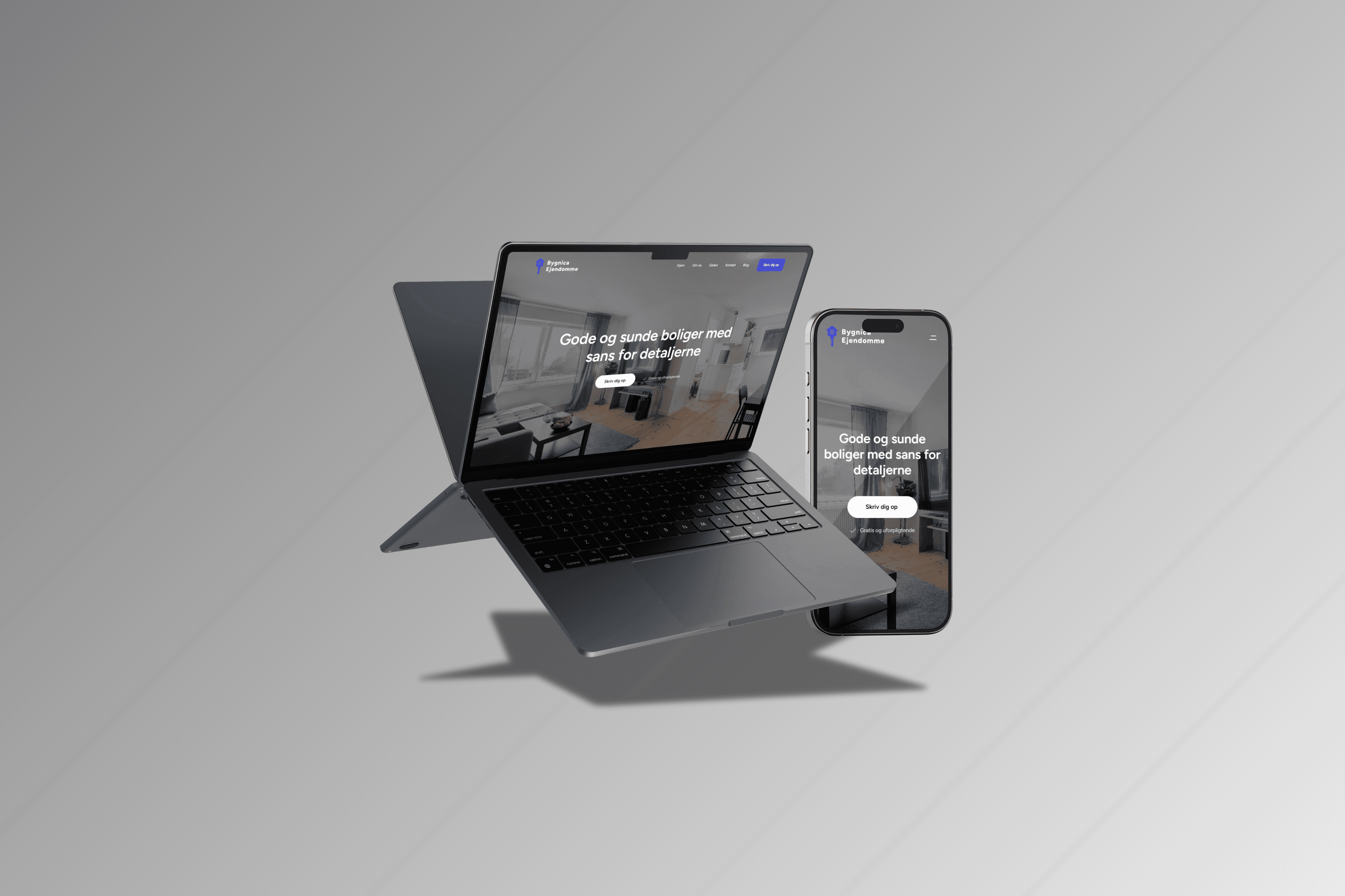 Mac and iPhone Mockup displays website made by Seoma