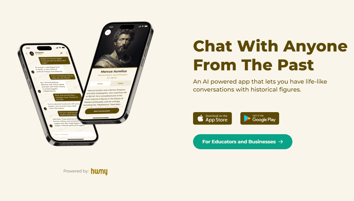 A scheenshot of the Hello History App