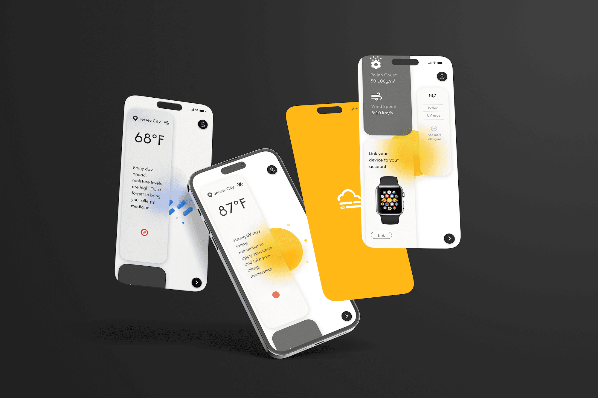 An environment-aware interface that translates weather conditions into timely health reminders, helping users anticipate risks and prepare medication in advance.