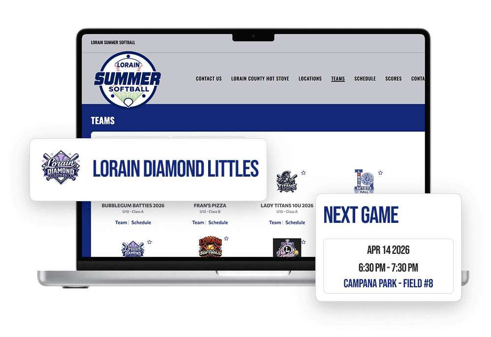 Softball Website Builder Team Pages powered by TeamLinkt