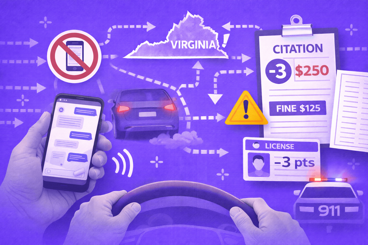 Virginia Texting While Driving Ticket: Fines, Points & Next Steps