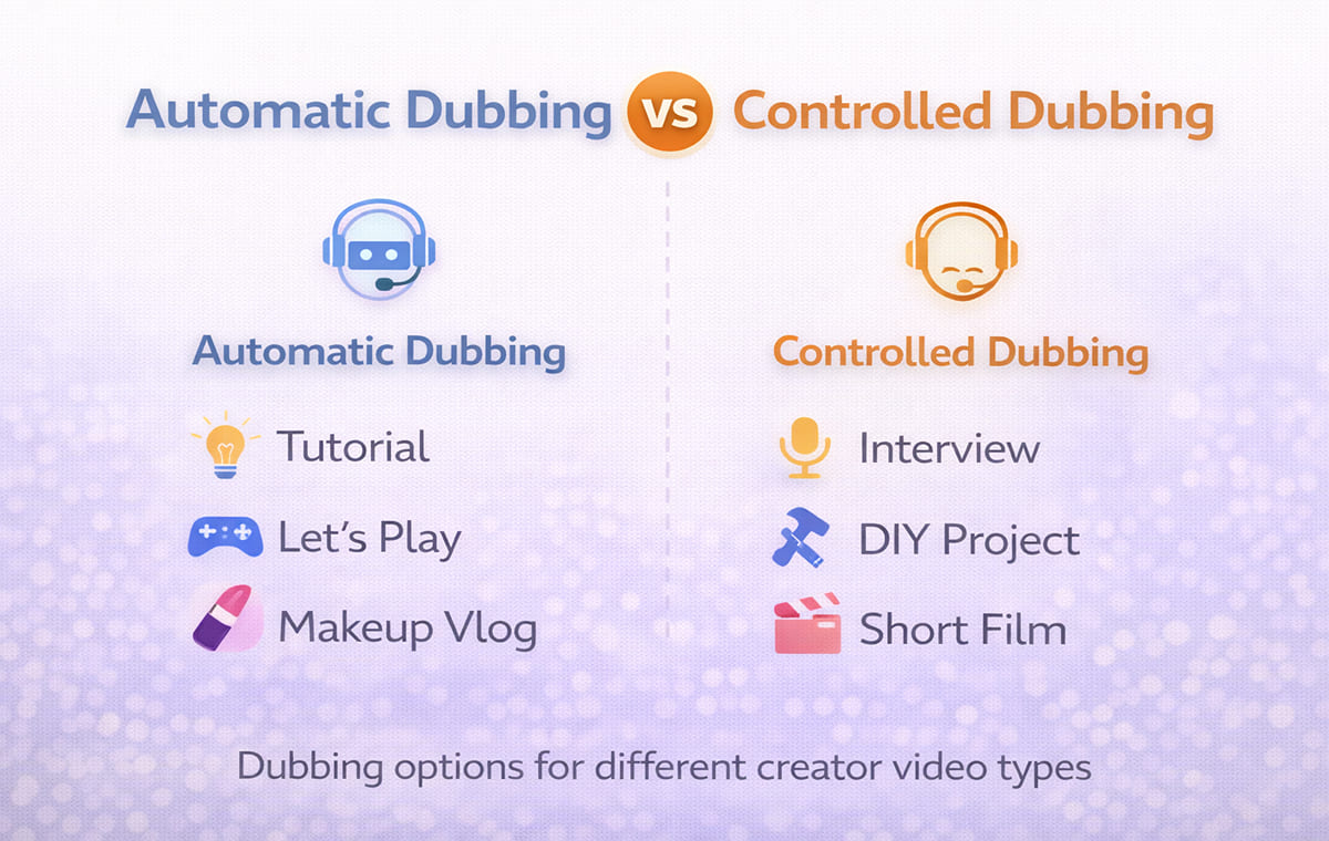 Automatic Dubbing vs Controlled Dubbing