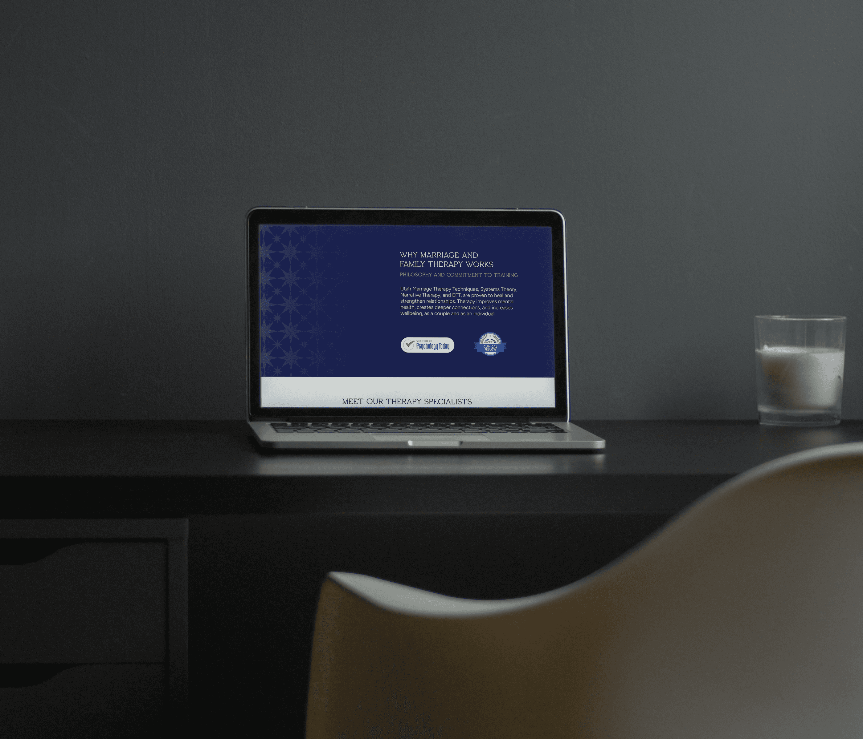 Website home page mockup for Utah Marriage and Family Therapy Clinic