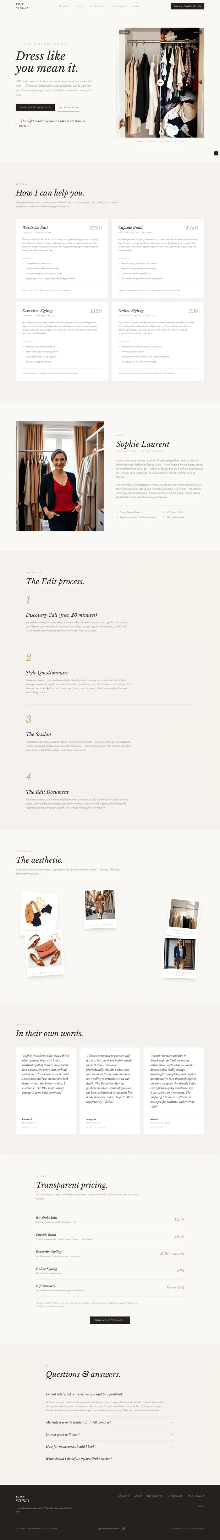 Personal stylist website prompt screenshot