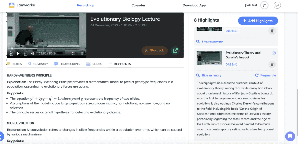 Jamworks best ai note taker for students example