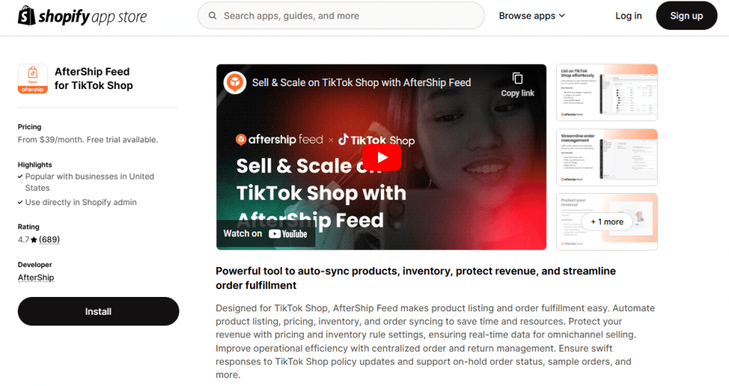 aftership feed shopify app