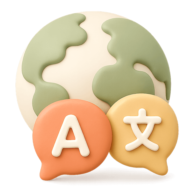 Earth with multilingual symbols