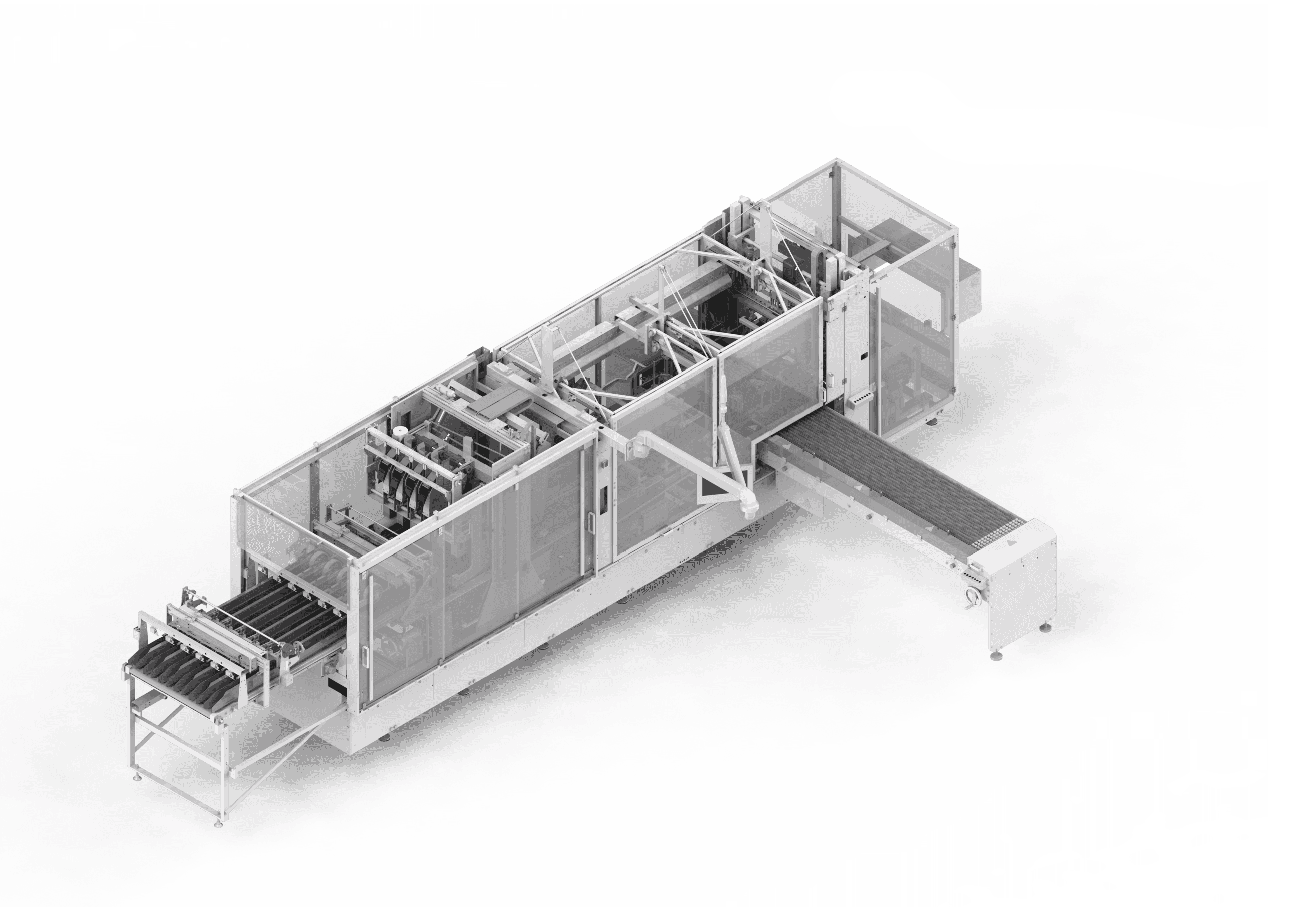 Industrielle Maschine für die Verpackung und Herstellung. Automatische Fabriktechnologie. 