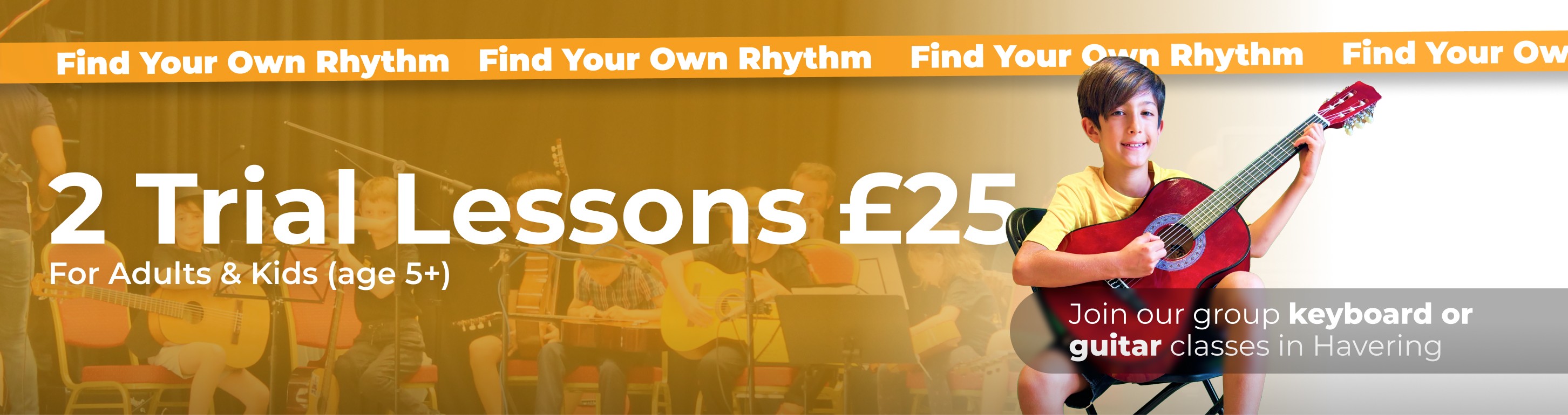 Focus Music Music advertising banner for two trial lessons for £25