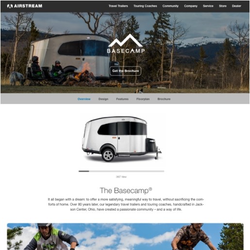 AIrstream basecampe product page designed by Bart Fish