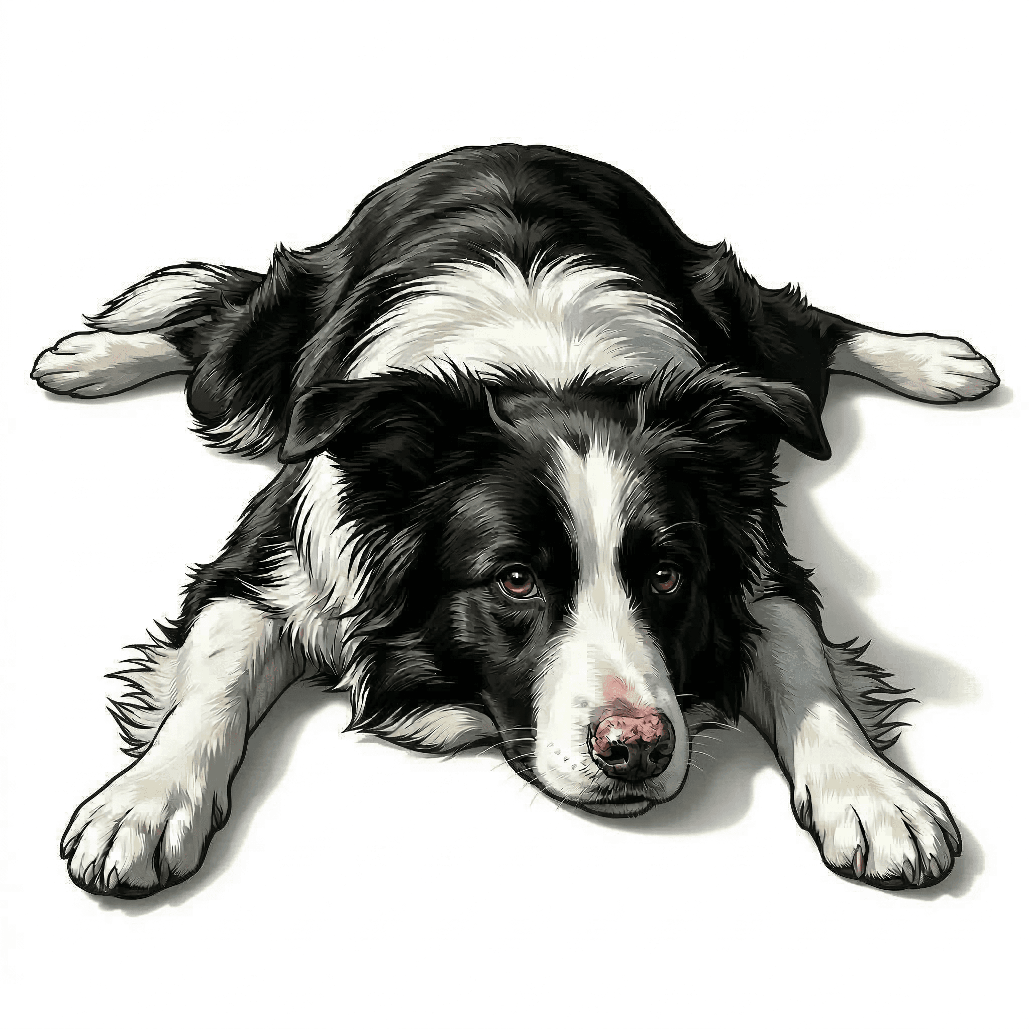 Collie with Collie nose sunbathing