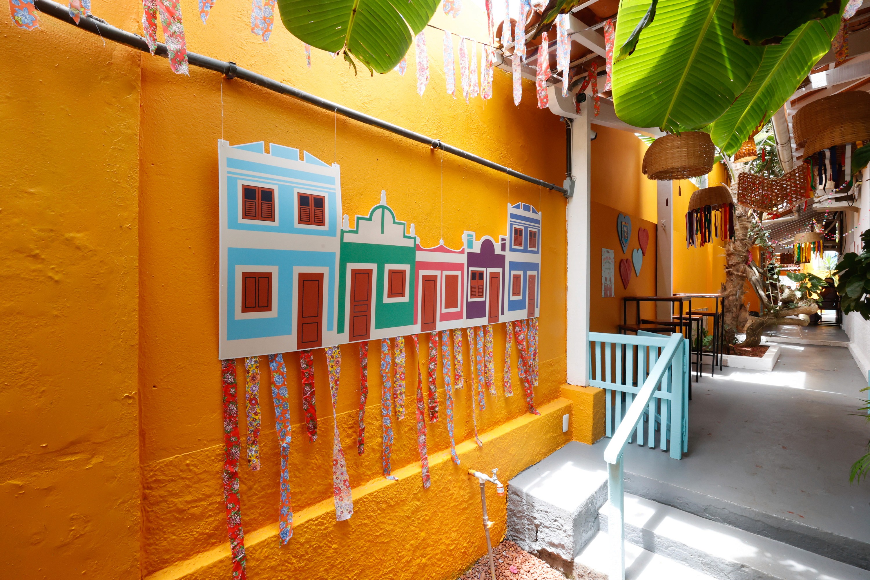 red blue and yellow hanging decor