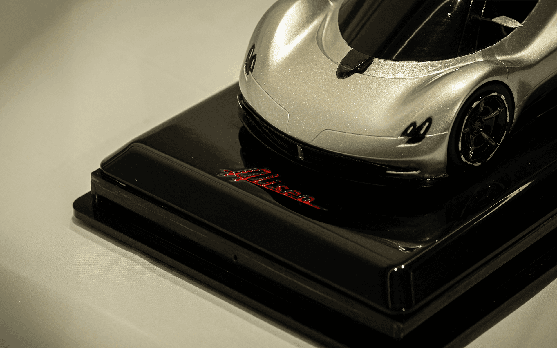 A hero image of Pagani Alisea 1:12 scale showcase made by theCraftiqs