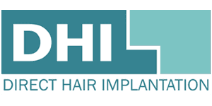 DHI logo with teal text and graphic on a black background.