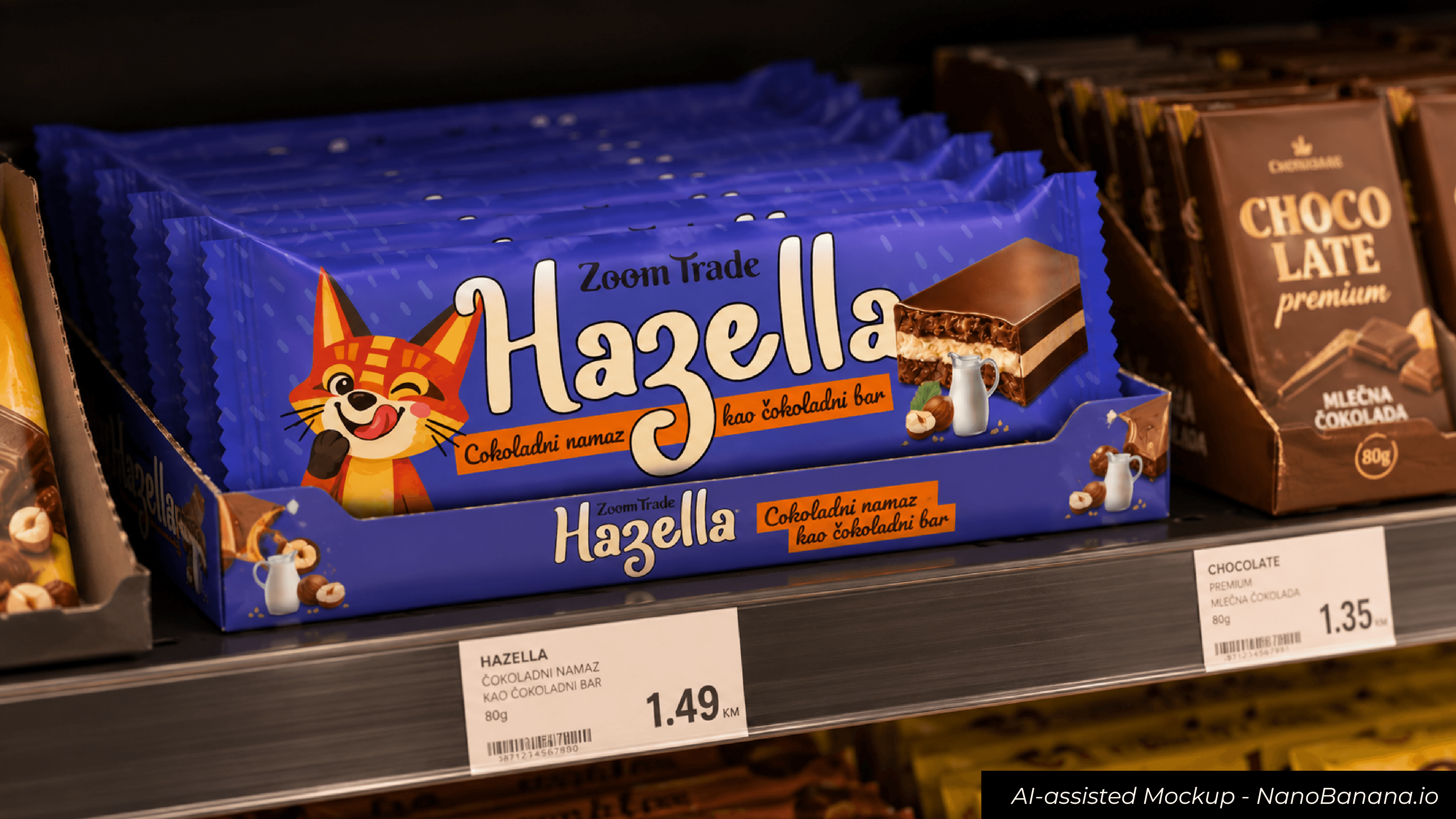 Hazella_Packaging_shelf mockup AI