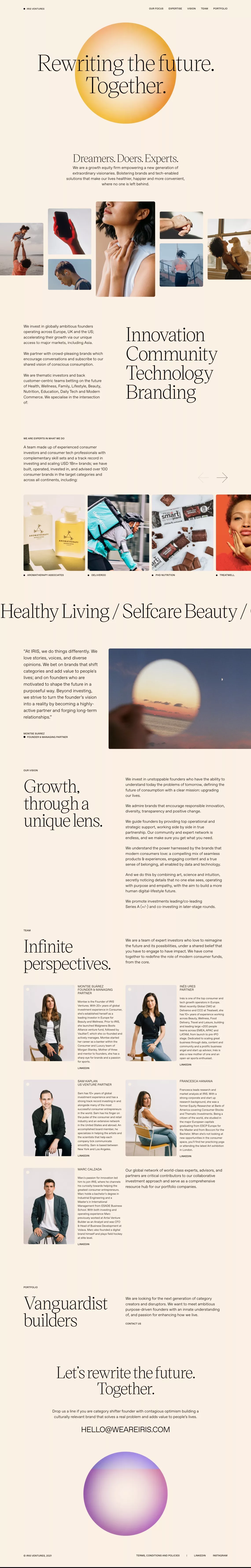 IRIS Ventures - Rewriting the future. To portfolio page screenshot showcasing Tech and Finance design