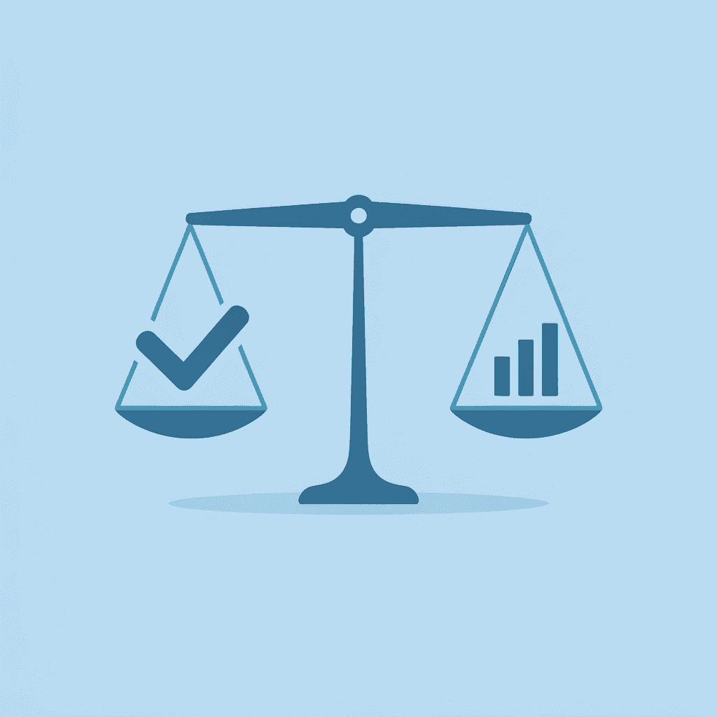 Balance scale comparing human-verified data enrichment on one side with automated-only approaches on the other