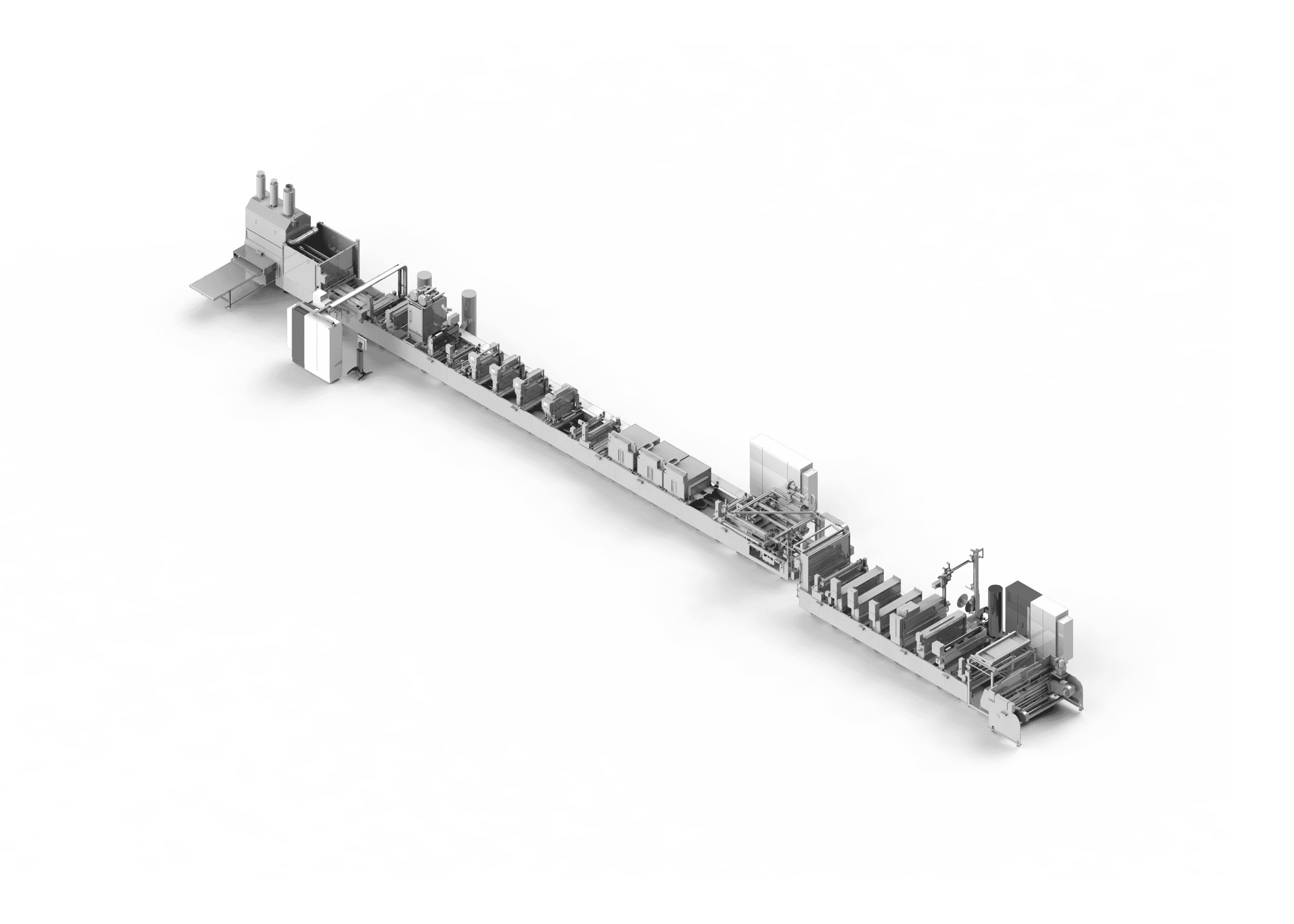 Industrielle Anlage in 3D-Ansicht, Maschinen und Produktionsprozesse