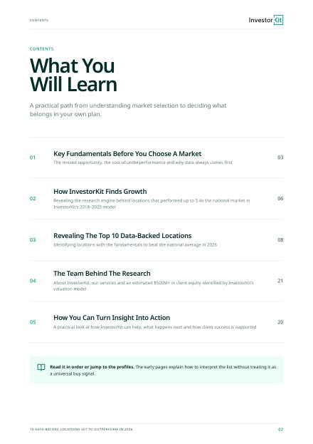 What you will learn page
