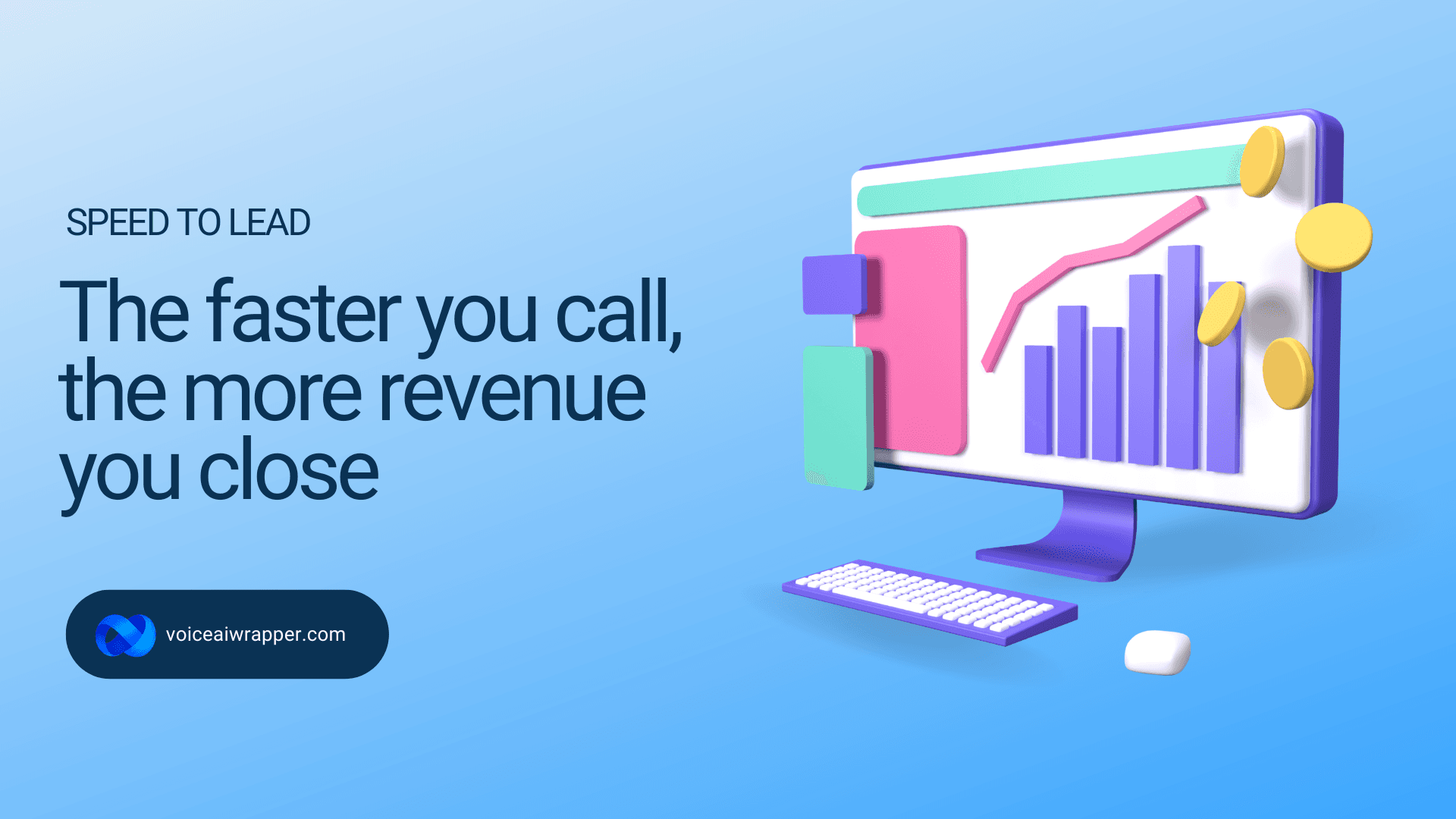 Hero banner showing speed to lead concept with voice AI automation and revenue growth chart for agencies. / Hero banner showing Vapi and VoiceAIWrapper integration for white label voice AI agencies in 20 | VoiceAIWrapper.