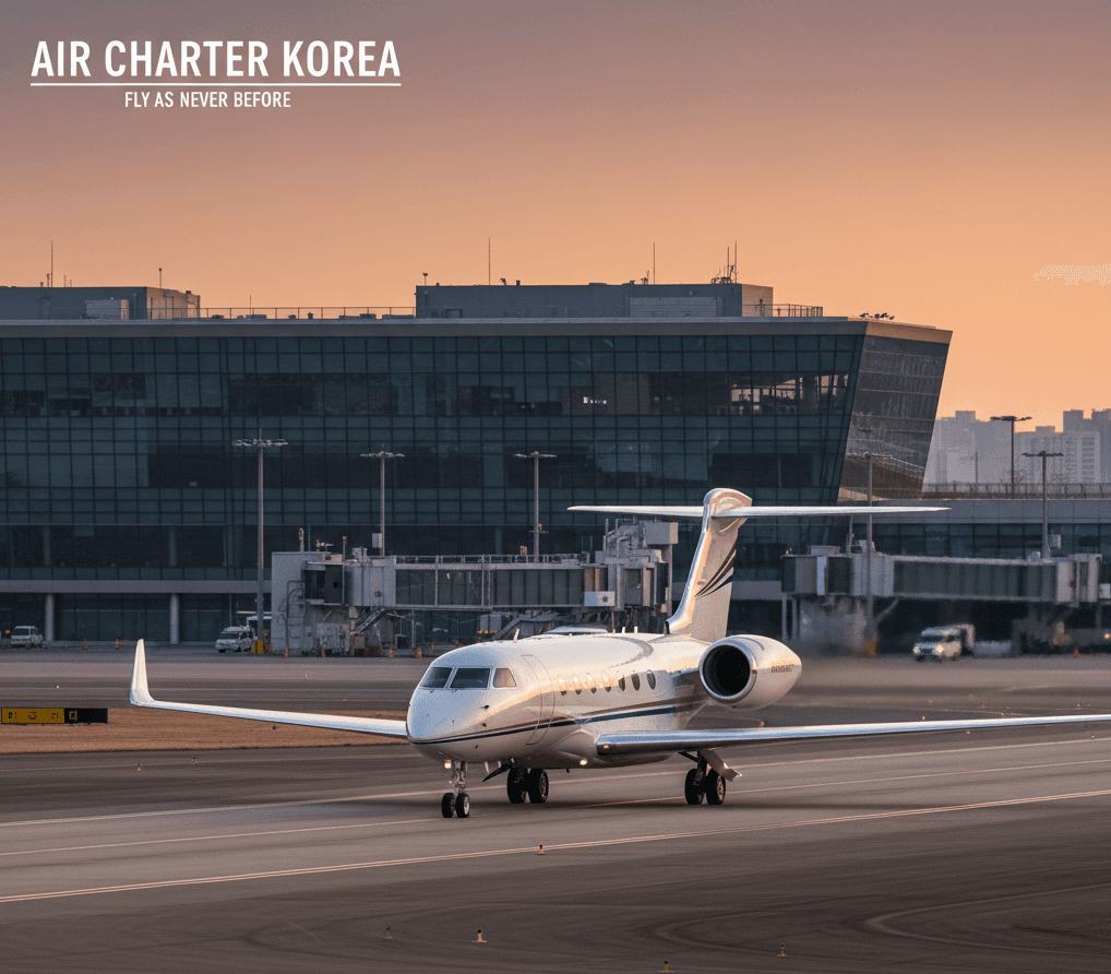 Private air charter company Air Charter Korea — Gulfstream business jet on the taxiway at Gimpo International Airport Seoul preparing for departure