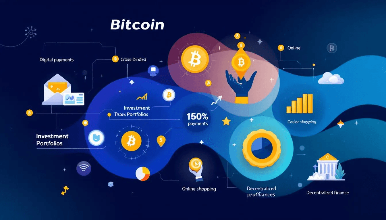 Various uses of Bitcoin in modern transactions.