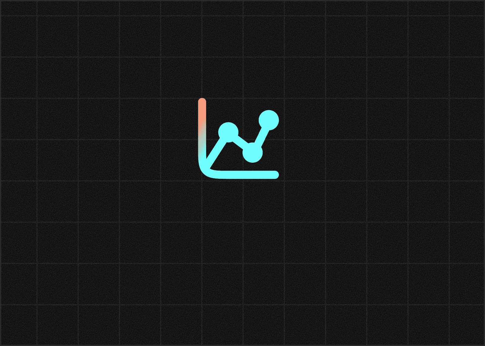 Glowing line graph icon on dark grid