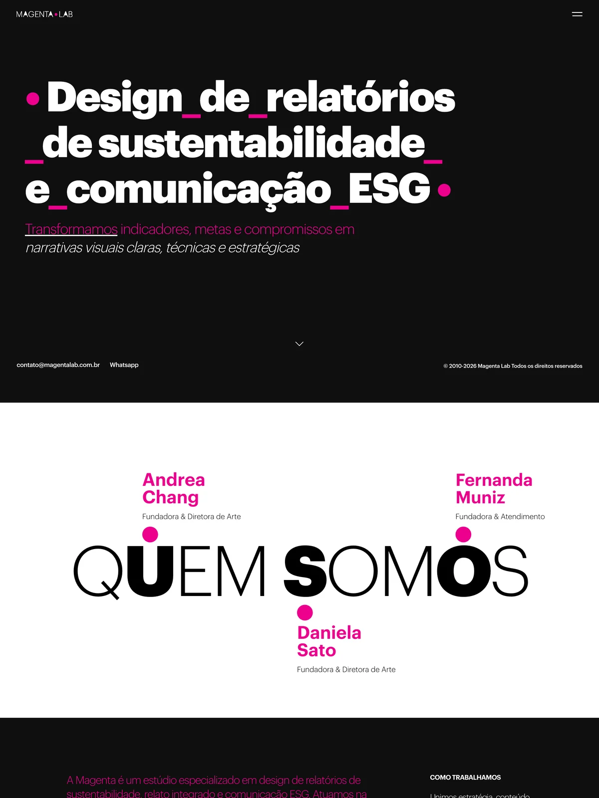 Página inicial do site da Magenta Lab no computador