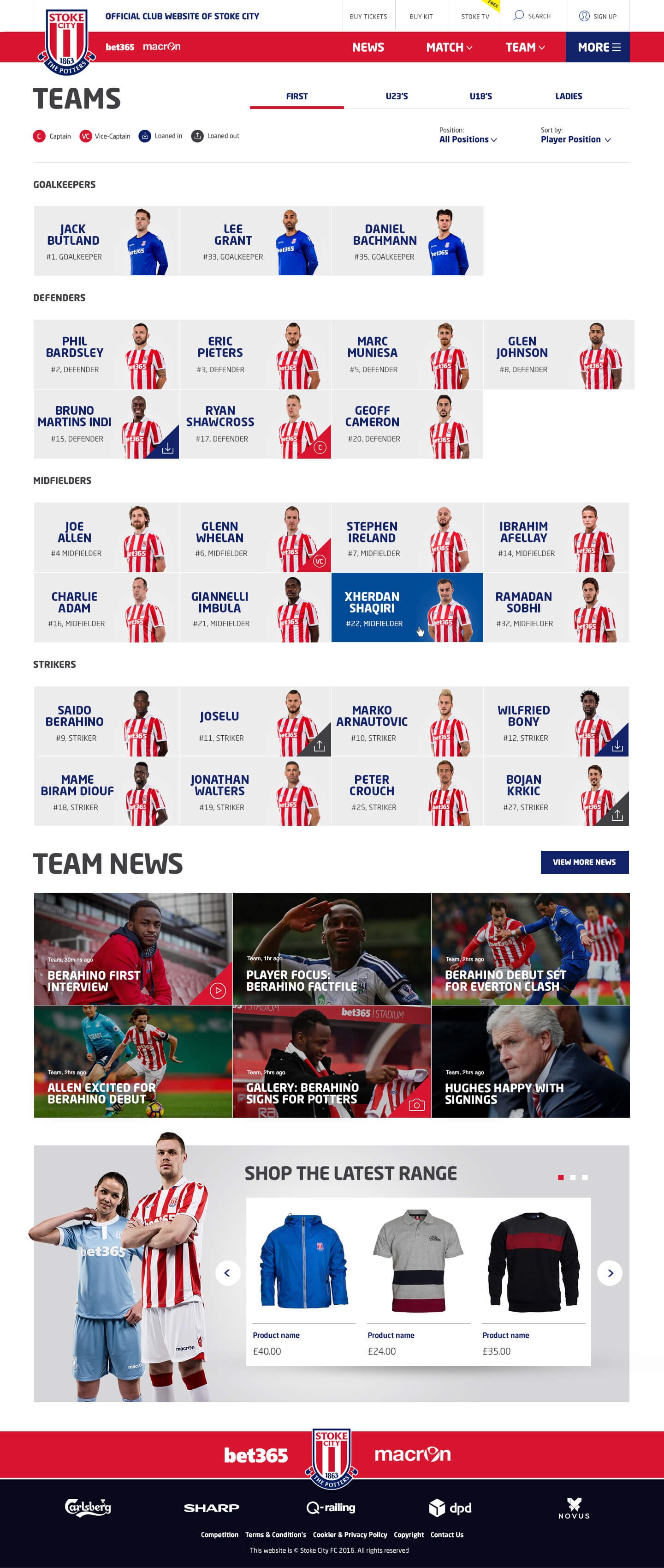 Stoke city player listing design