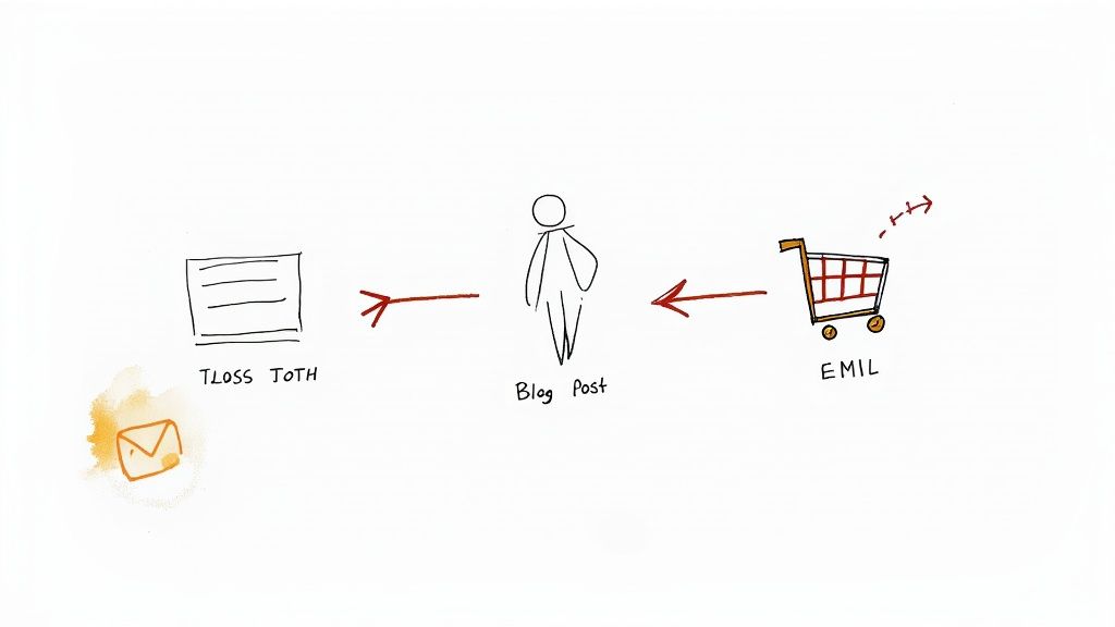 A marketing funnel showing content marketing attracting users and inbound marketing converting them.