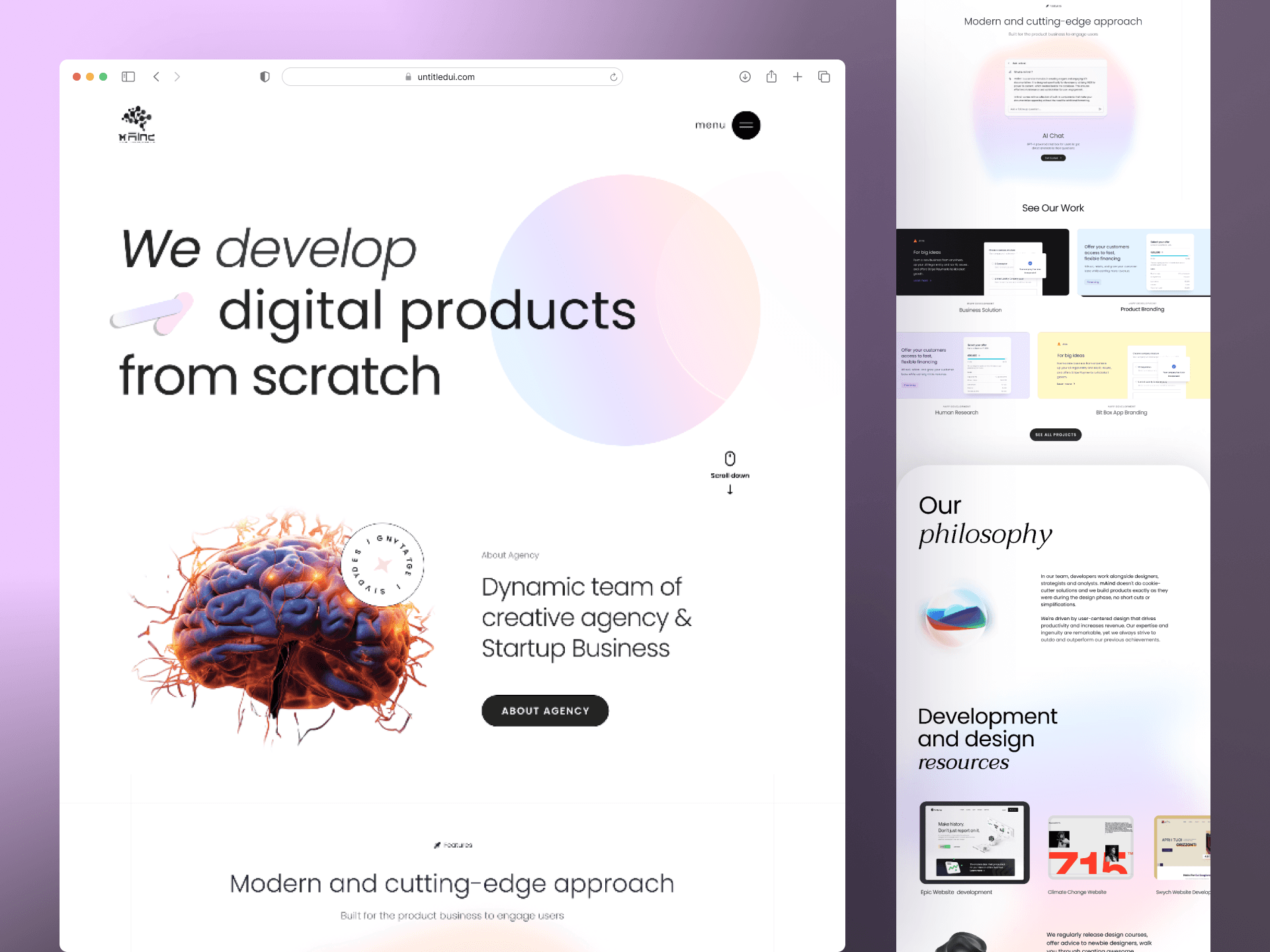 Maind website design