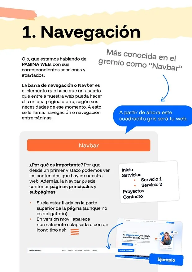 Página de la guía: Navegación