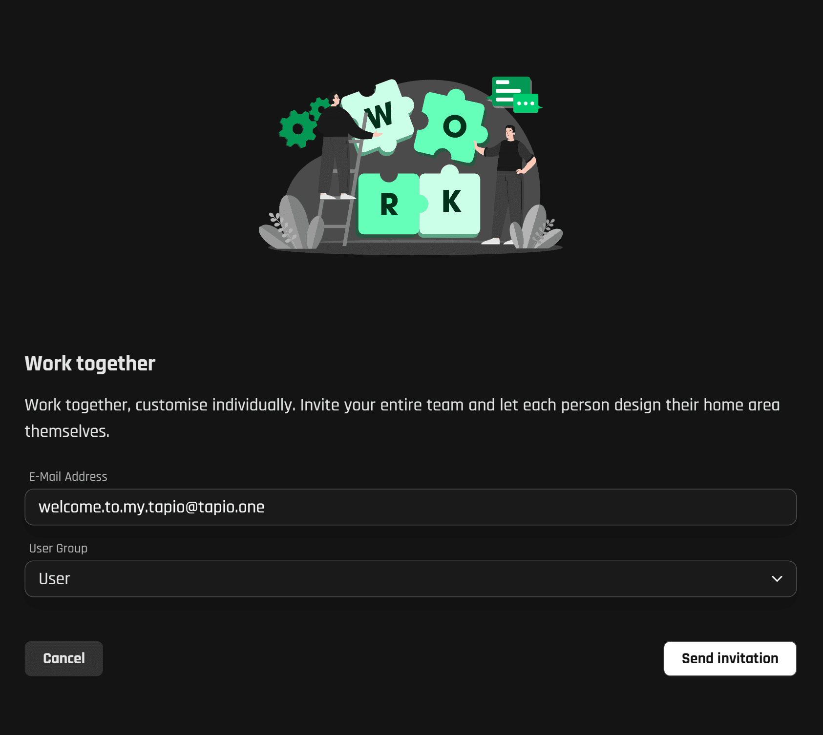 Invite users in My tapio