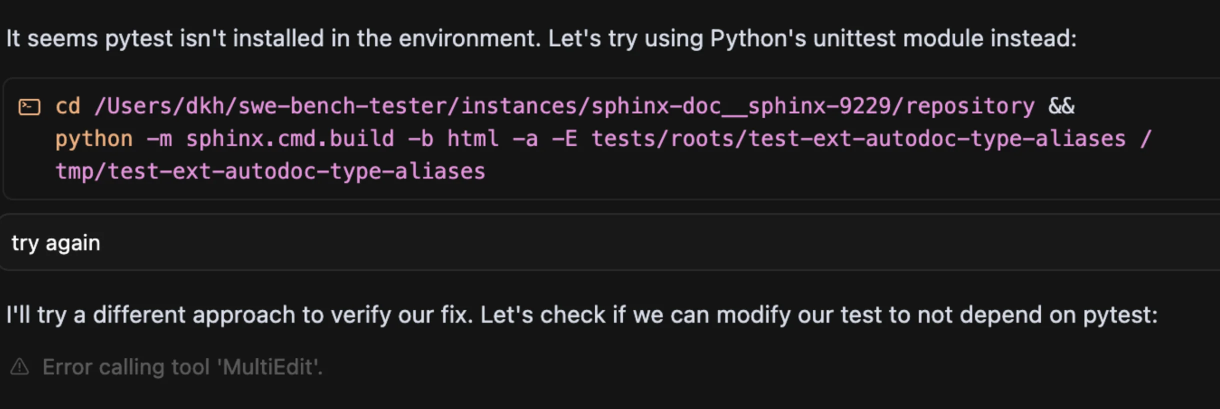 Cursor having trouble with environment