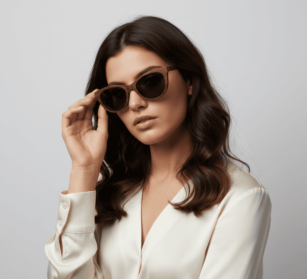 model wearing the sunglasses