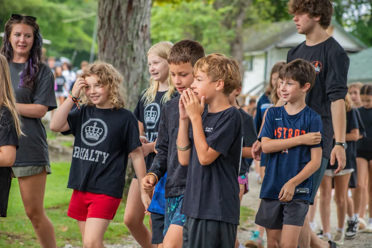 Campers and counselors lined up together at Camp Lenox
