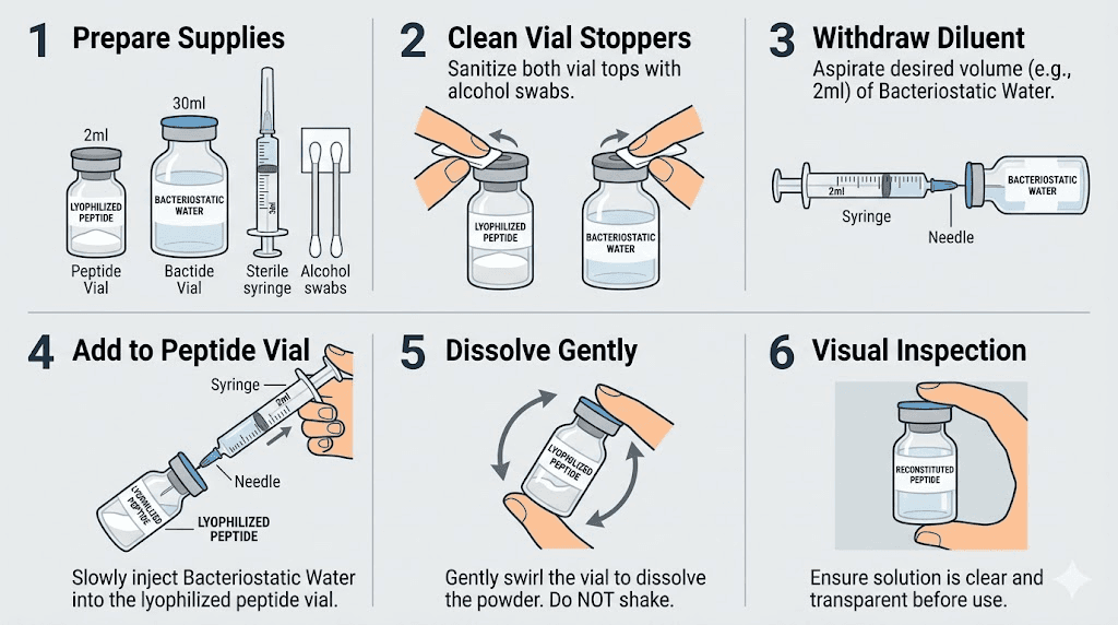 How to reconstitute cagrilintide 5mg peptide vial step by step