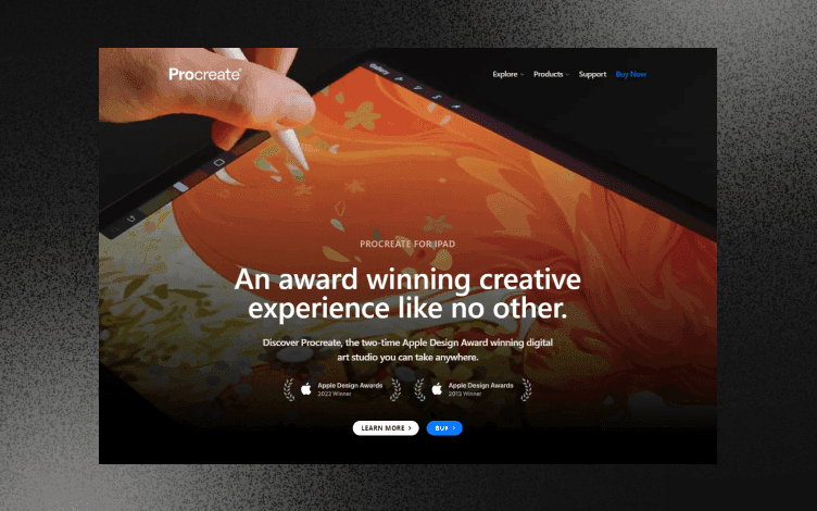 Procreate website landing page