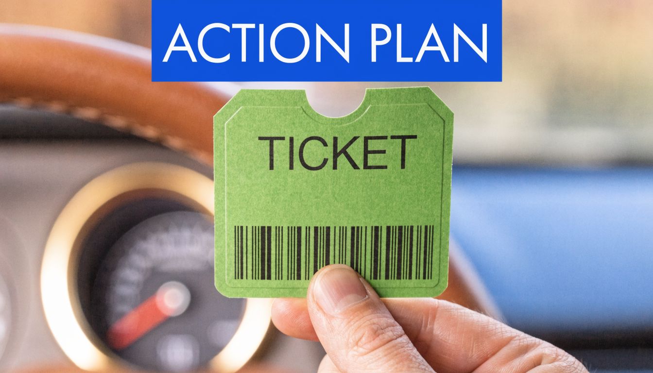 A hand holding a green ticket with a barcode against the background of a car dashboard.